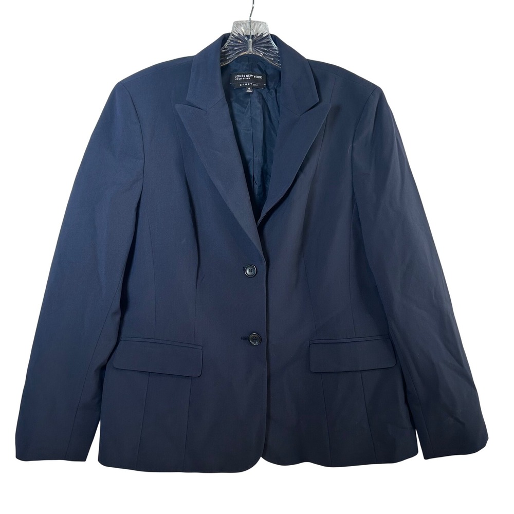 Jones New York Collection Midnight Navy Stretch Blazer Jacket Size 16 NWT